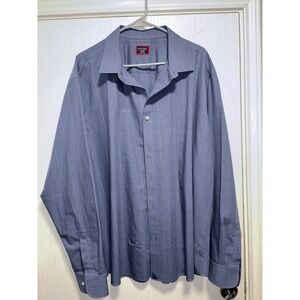 Untuckit Shirt Mens 3XL XXXL Blue Long Sleeve Wrinkle Free Cotton Casual